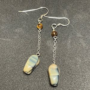 Sterling silver earrings, Tiger eye stone & agate
